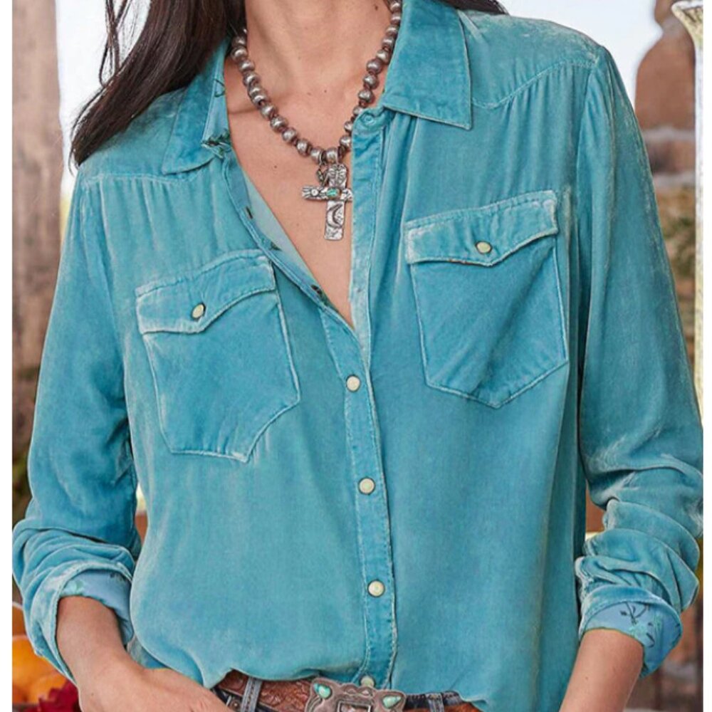 Western Style Velvet Look Shirt